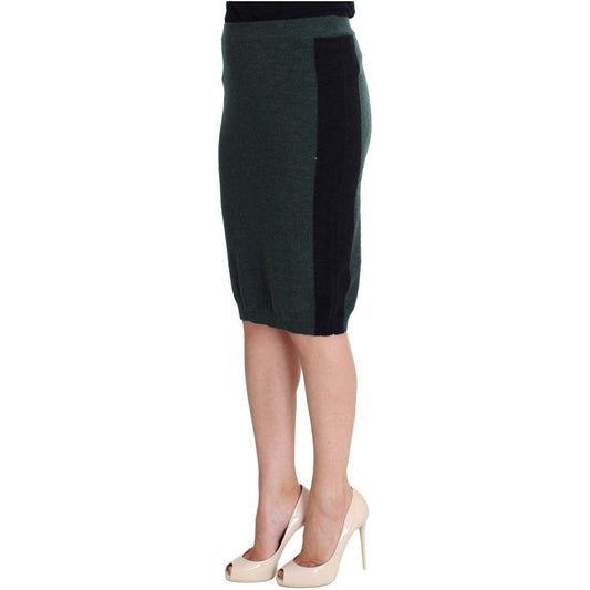 MILA SCHÖN Green Wool Blend Pencil Skirt SIG30152-1