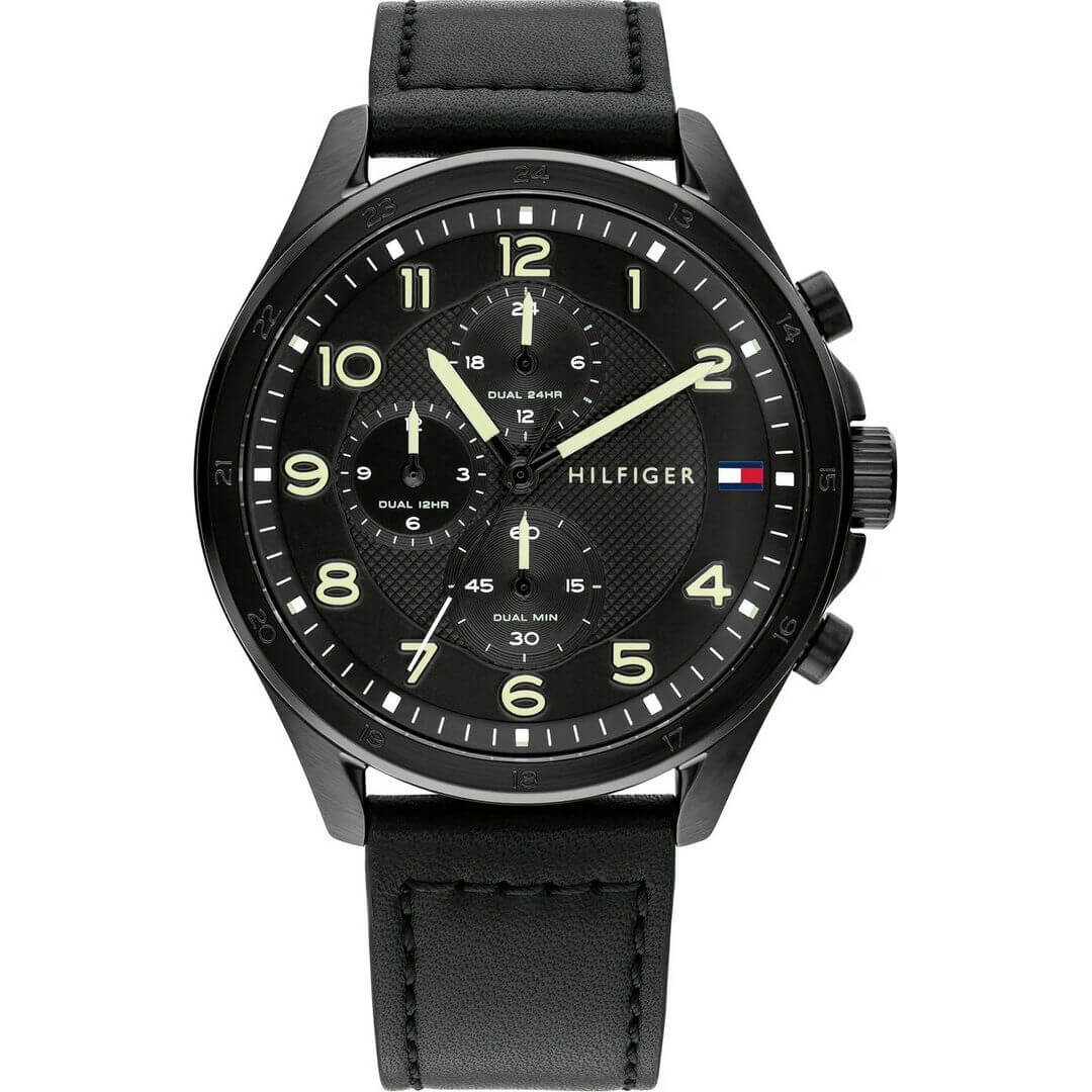 TOMMY HILFIGER Mod. 1792004 watch for men with quartz movement and water resistance, featuring mineral dial and 44mm case in official packaging.