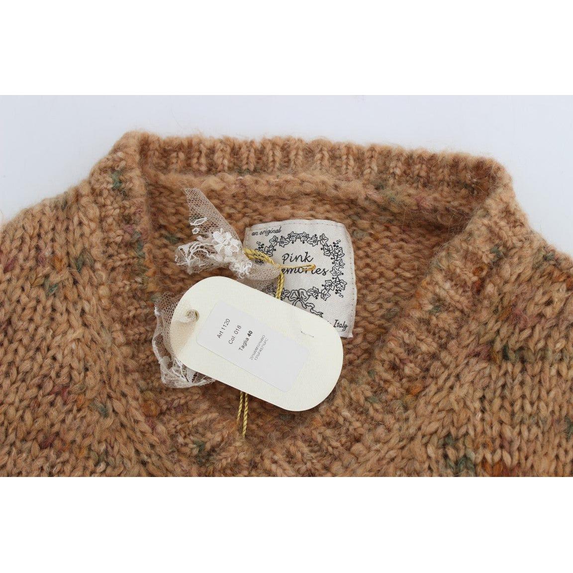 PINK MEMORIES Brown Wool Blend Knitted Oversize Sweater