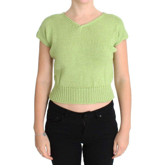 PINK MEMORIES Green Cotton Blend Knitted Sweater SIG30267-1