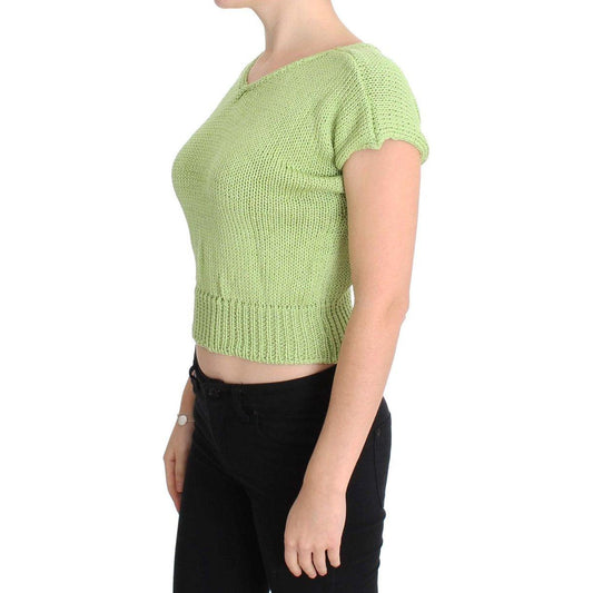 PINK MEMORIES Green Cotton Blend Knitted Sweater SIG30267-1