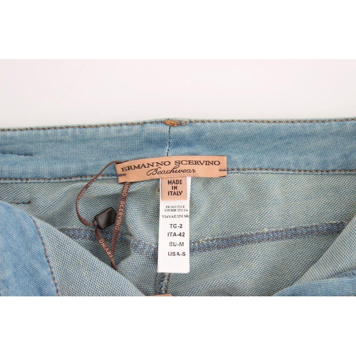 Ermanno Scervino Blue Capri Pants Cropped Jeans Jeans & Pants