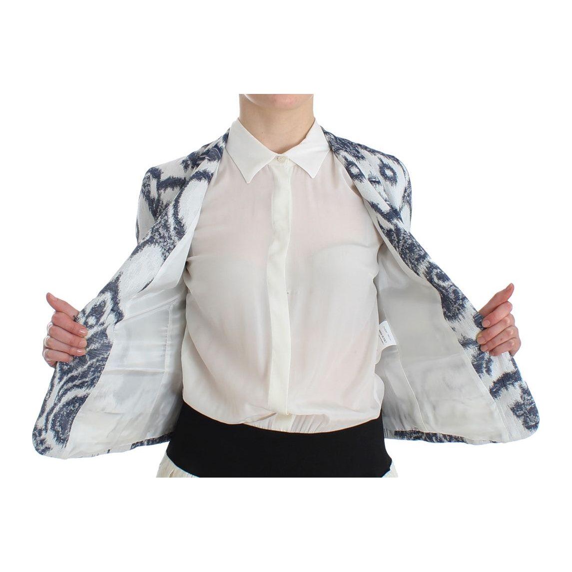Christian Pellizzari Blue White Blazer Suit Jacket