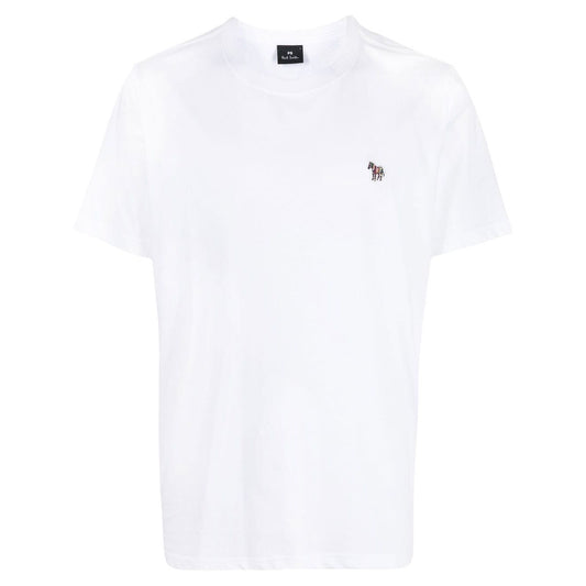 White PS By Paul Smith T-shirts and Polos with zebra logo embroidery on chest, crew neck, and short sleeves made of cotton.