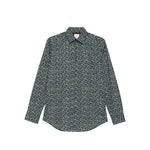 Paul Smith Shirts MultiColour teal blue floral print long sleeves button-up with classic collar.