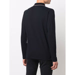 Emporio Armani T-shirts and Polos Blue, navy long sleeve, logo print, back view