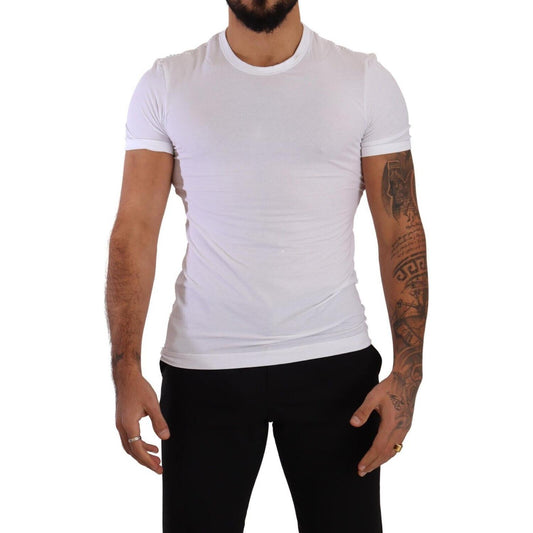 Dolce & Gabbana White Round Neck Cotton Stretch T-shirt Underwear