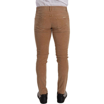 Dolce & Gabbana Brown Corduroy Cotton Skinny Slim Fit Jeans