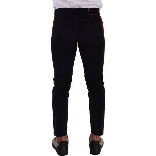 Dolce & Gabbana Blue Cotton Stretch Skinny Corduroy Jeans