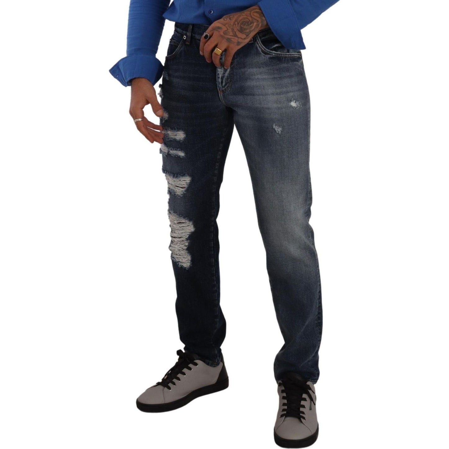 Dolce & Gabbana Blue Cotton Regular Denim Trousers Jeans