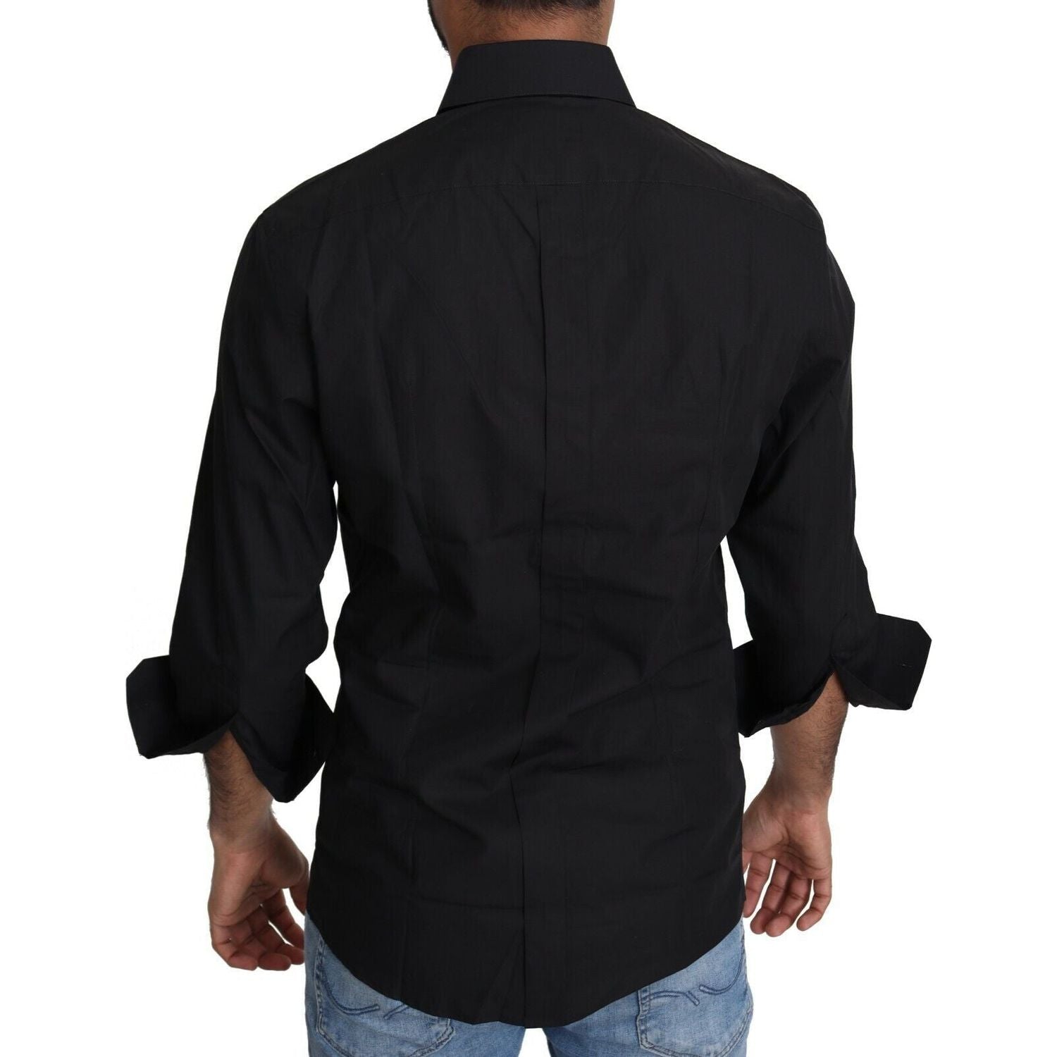 Dolce & Gabbana Black Cotton Formal Dress Men Top Shirt