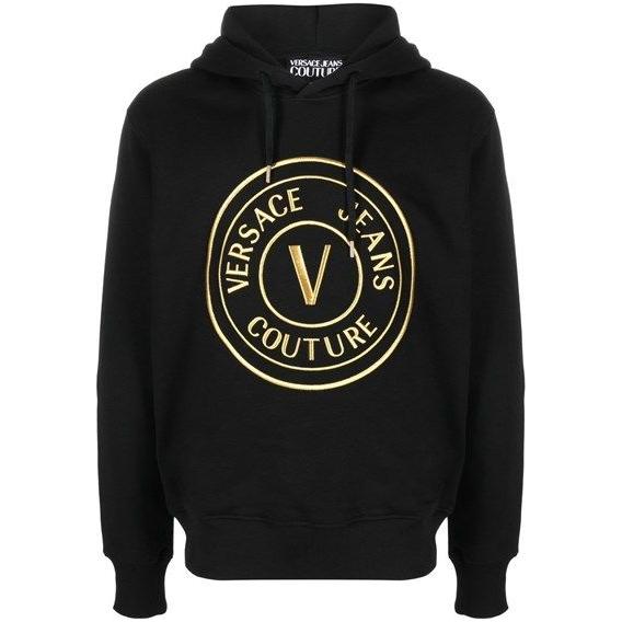 Versace Jeans Chic Black Hooded Sweatshirt