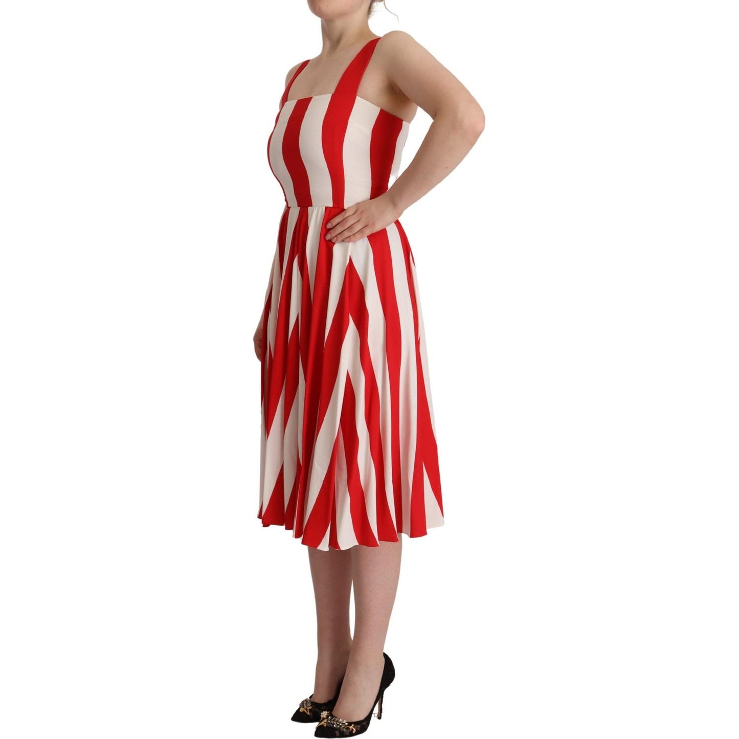 Dolce & Gabbana White Red Stretch Shift A-line Gown Dress