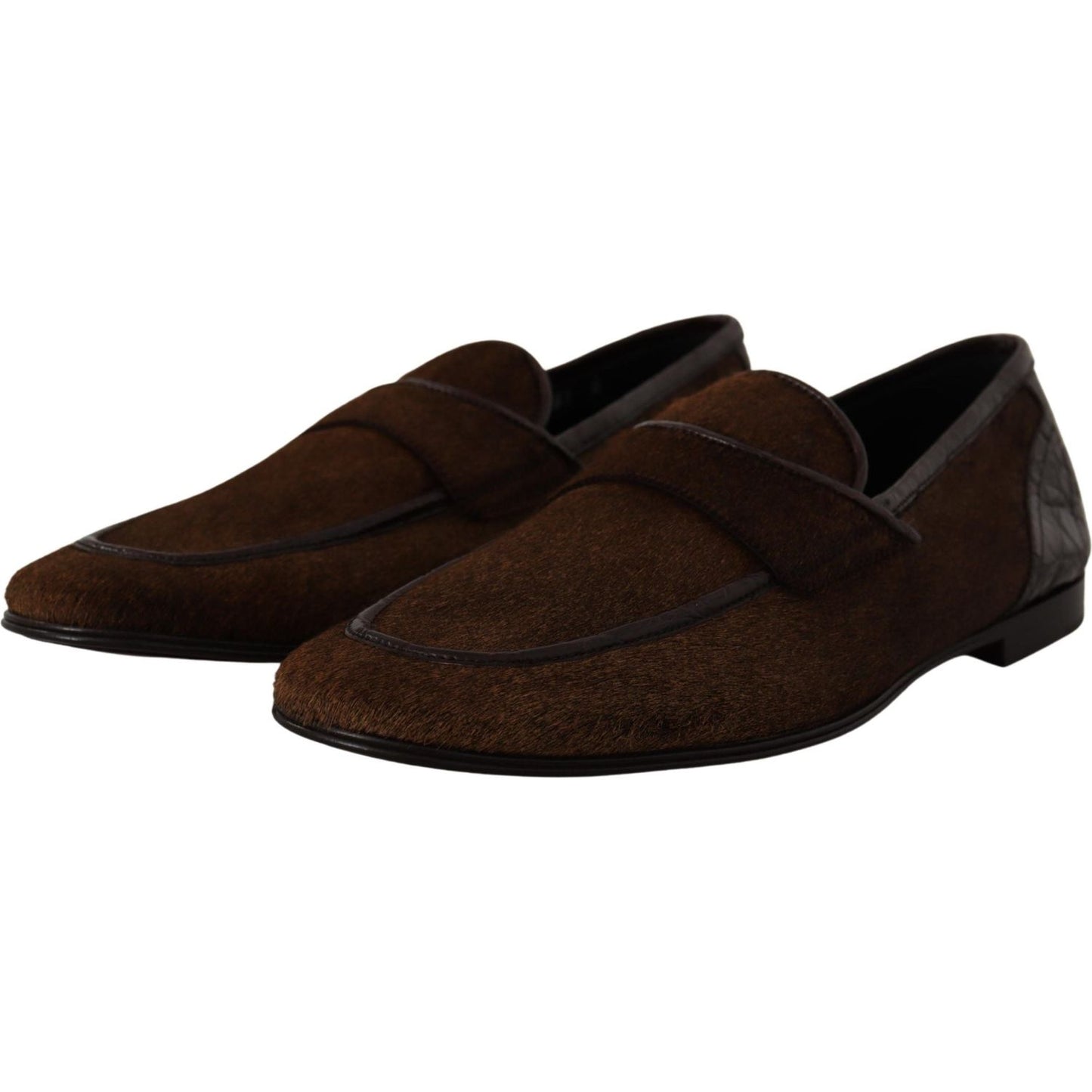 Dolce & Gabbana Shoes Dress Loafers Brown Leather Slip Shoes