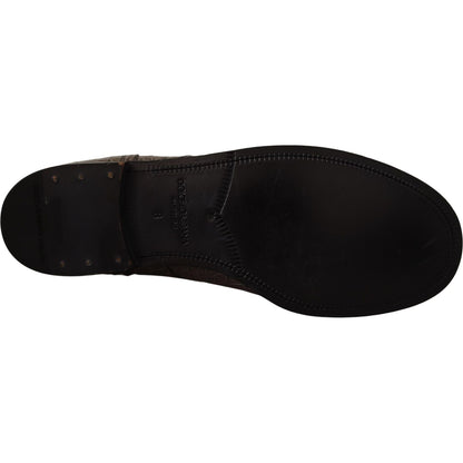 Dolce & Gabbana Gray Crocodile Leather Derby Boots