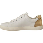 Dolce & Gabbana White Gold Leather Low Top Sneakers