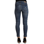 Don The Fuller Blue Mid Waist Cotton Denim Slim Fit Cropped Jeans