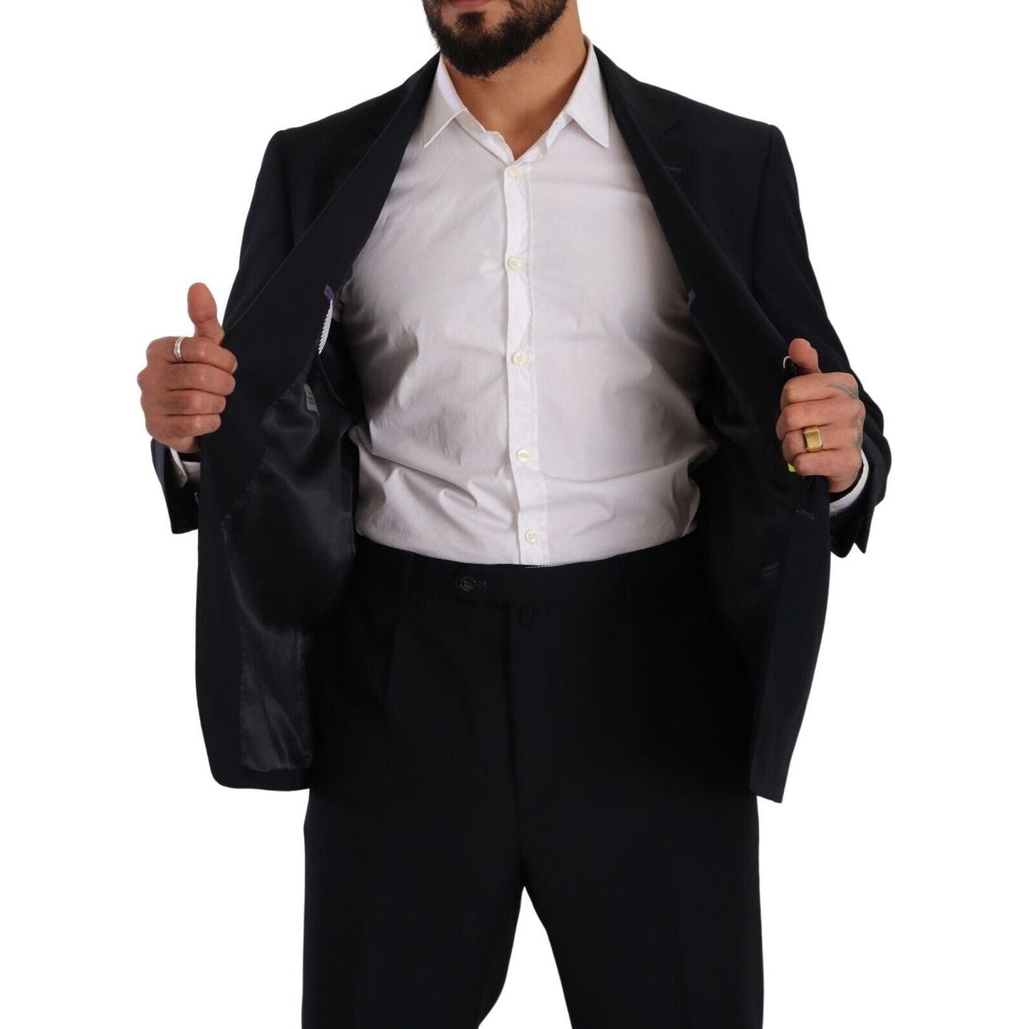 Domenico Tagliente Blue Polyester Single Breasted Formal Suit