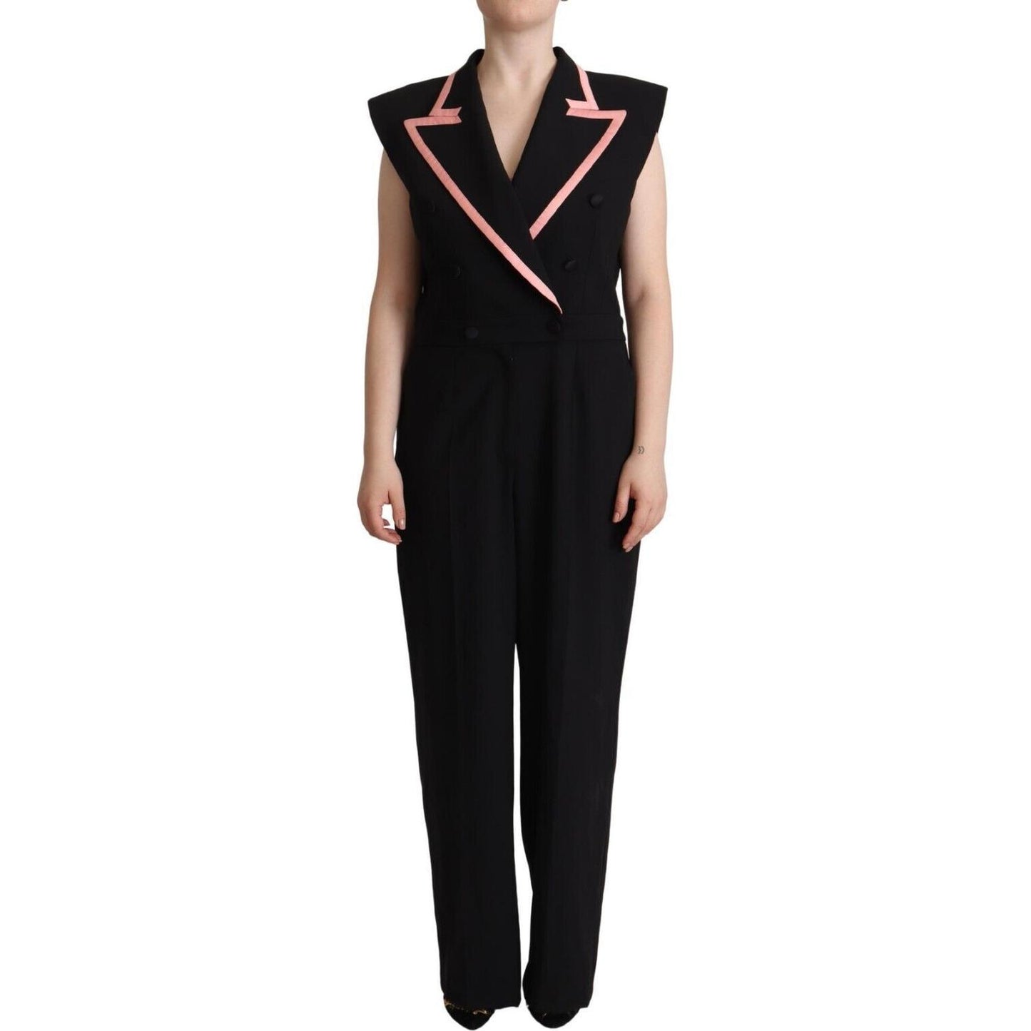 Dolce & Gabbana Black Wool Blend Sleeveless Jumpsuit Dress