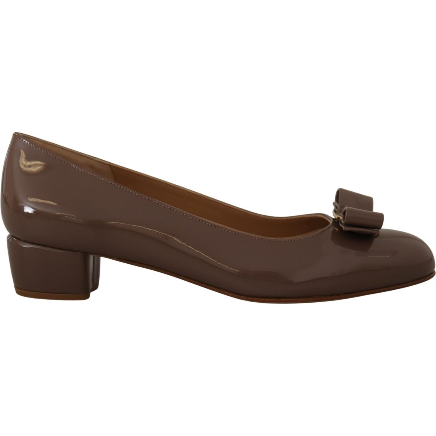 Salvatore Ferragamo Brown Naplak Calf Leather Pumps Shoes