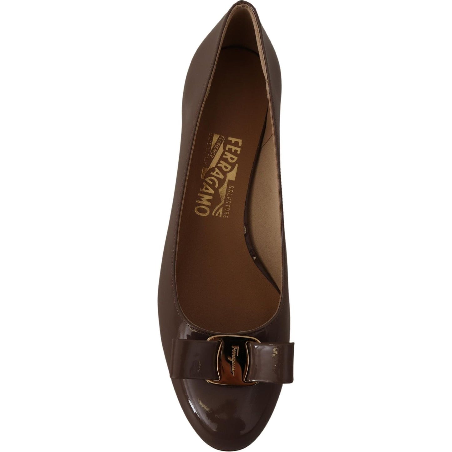 Salvatore Ferragamo Brown Naplak Calf Leather Pumps Shoes