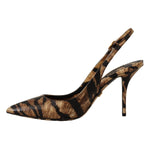 Dolce & Gabbana Brown Slingbacks Leather Tiger Shoes