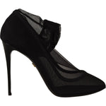 Dolce & Gabbana Black Tulle Stretch Boots Pumps Shoes