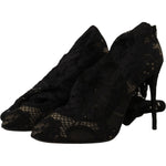 Dolce & Gabbana Black Stretch Socks Taormina Lace Boots Shoes