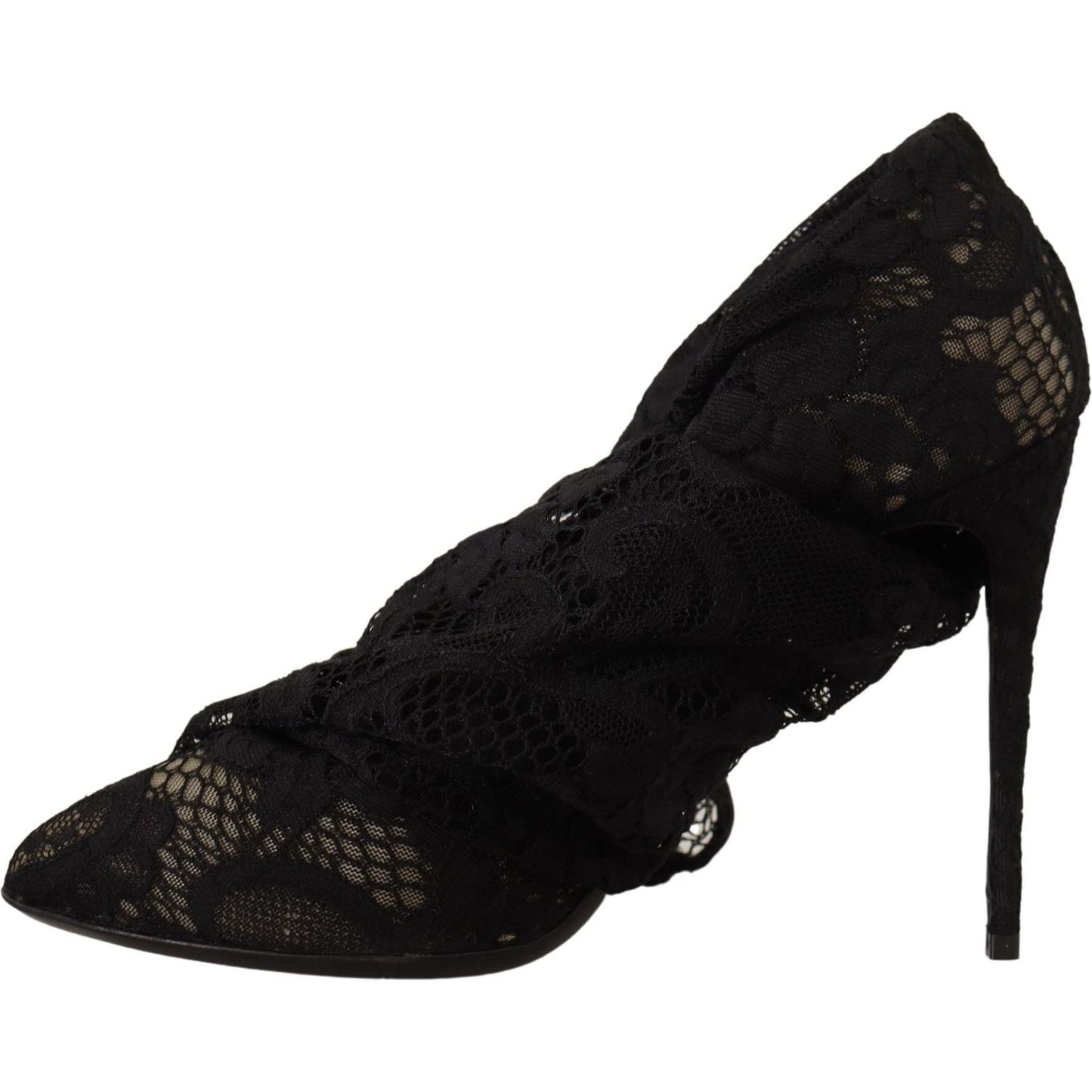 Dolce & Gabbana Black Stretch Socks Taormina Lace Boots Shoes
