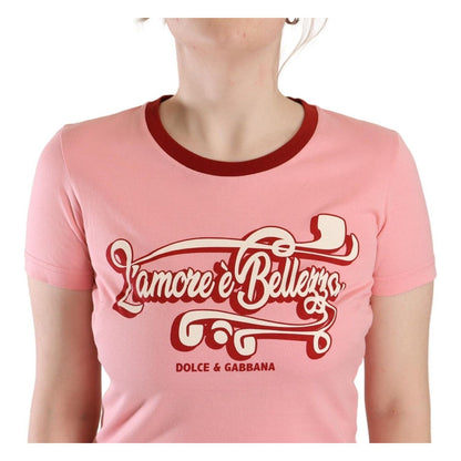 Dolce & Gabbana Pink Cotton Short Sleeves Crewneck T-shirt Top
