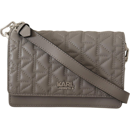 Karl Lagerfeld Light Grey Leather Crossbody Bag Karl Lagerfeld