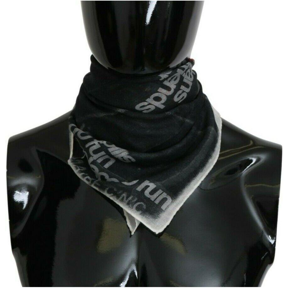 Costume National Dark Gray Wool Foulard Branded Scarf 1728,67345645728,80% Viscose,Accessories,Black/White,Costume National,Foulards - Scarves - Accessories,Material: 20% Wool,Men,Men - Accessories,New with tags,Scarves - Accessories,Scarves - Men - Acces
