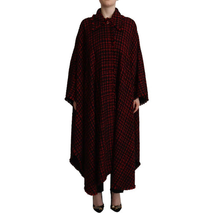 Dolce & Gabbana Black Red Cotton Checkered Over Coat Jacket 1728,67345645728,Black and Red,Clothing,Dolce & Gabbana,Full-Length Jackets - Jackets & Coats - Clothing,IT40|S,Jackets & Coats - Clothing,Jackets & Coats - Women - Clothing,Material: 41% Cotton