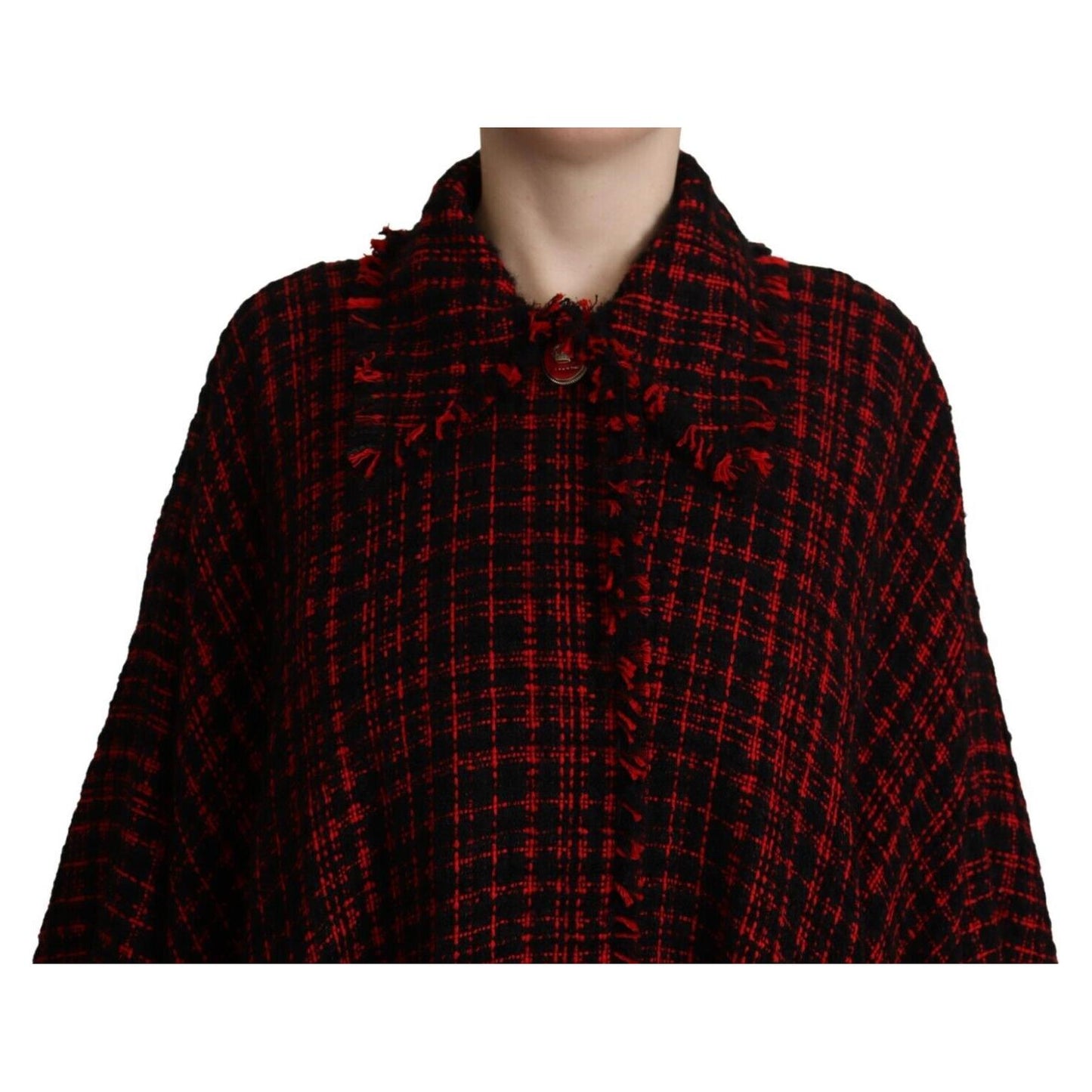 Dolce & Gabbana Black Red Cotton Checkered Over Coat Jacket 1728,67345645728,Black and Red,Clothing,Dolce & Gabbana,Full-Length Jackets - Jackets & Coats - Clothing,IT40|S,Jackets & Coats - Clothing,Jackets & Coats - Women - Clothing,Material: 41% Cotton