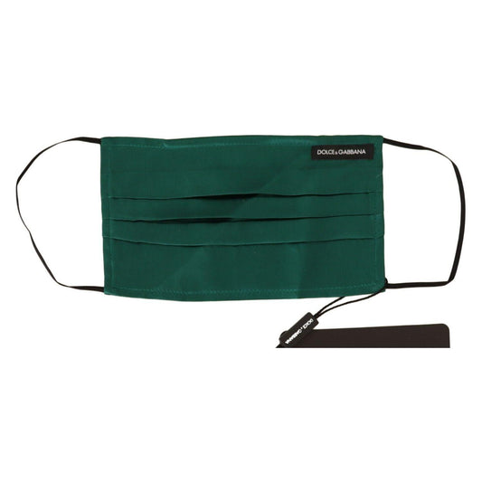 Dolce & Gabbana Green Silk Pleated Elastic Ear Strap Face Mask MS2354