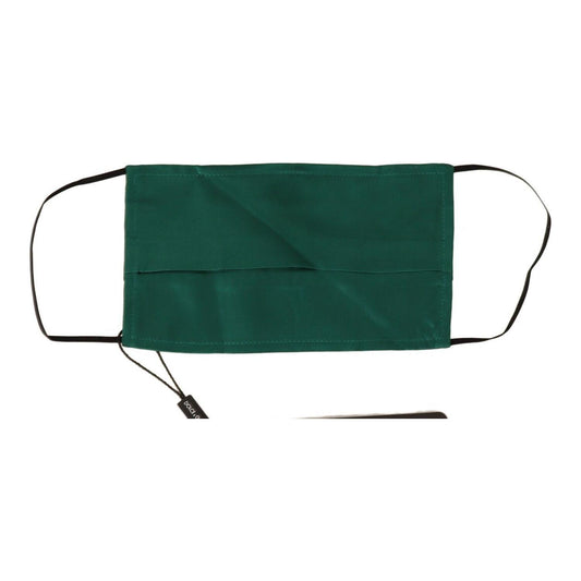 Dolce & Gabbana Green Silk Pleated Elastic Ear Strap Face Mask MS2354
