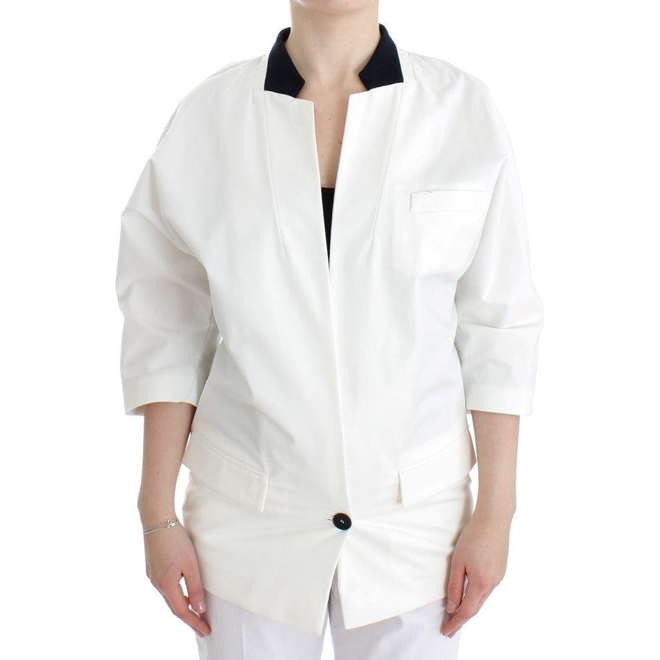 Andrea Pompilio White Cotton Blend Oversized Blazer Jacket