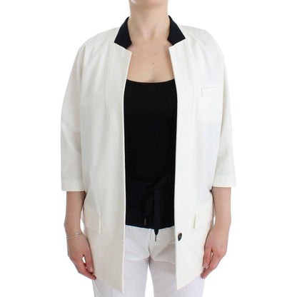 Andrea Pompilio White Cotton Blend Oversized Blazer Jacket