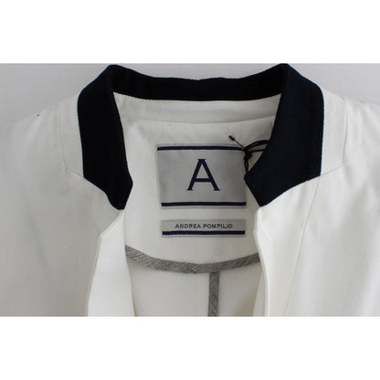 Andrea Pompilio White Cotton Blend Oversized Blazer Jacket