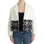 Andrea Pompilio White Black Cropped Leather Jacket Coats & Jackets