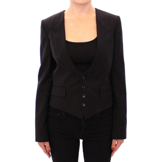 Dolce & Gabbana Black Silk Scarf Back Blazer Jacket Blazer jacket