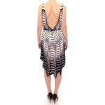 Alice Palmer Black Chainette Knit Striped Assymetrical Dress Dresses
