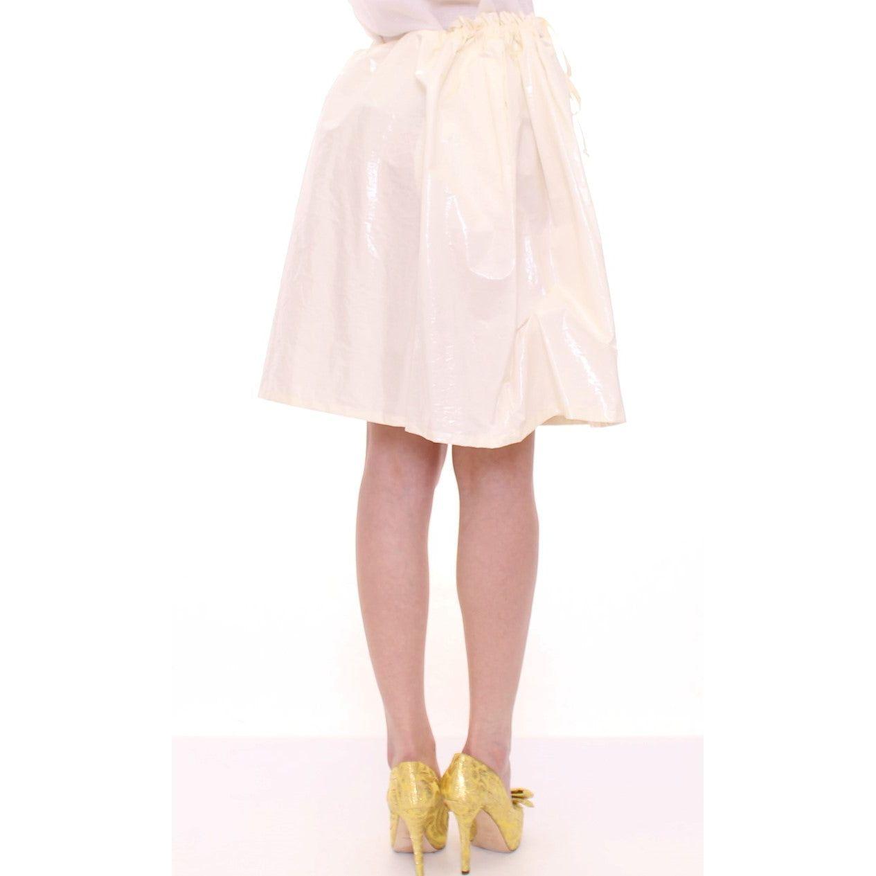 Licia Florio White Above-Knee Stretch Waist Strap Skirt MOM10098-1