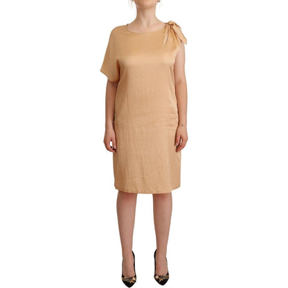 Moschino Beige One Sleeve Knee Length Shift Dress1728,67345645728,Beige,Clothing,Dresses - Clothing,Dresses - Women - Clothing,IT44|L,Material: 52% Viscose 48% Nylon,Moschino,New with tags,Short - Dresses - Clothing,Shortsleeve - Dresses - Clothing,Women,