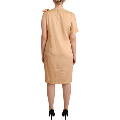 Moschino Beige One Sleeve Knee Length Shift Dress1728,67345645728,Beige,Clothing,Dresses - Clothing,Dresses - Women - Clothing,IT44|L,Material: 52% Viscose 48% Nylon,Moschino,New with tags,Short - Dresses - Clothing,Shortsleeve - Dresses - Clothing,Women,