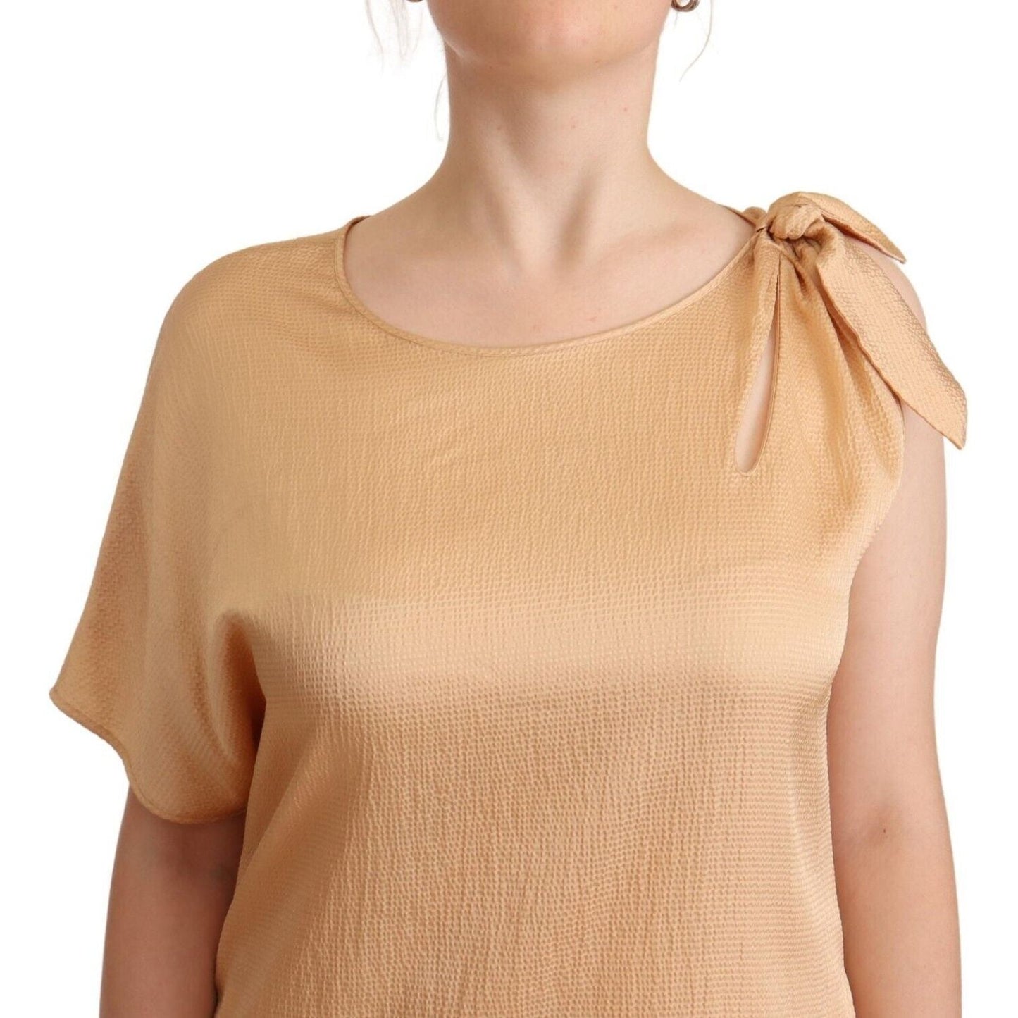 Moschino Beige One Sleeve Knee Length Shift Dress1728,67345645728,Beige,Clothing,Dresses - Clothing,Dresses - Women - Clothing,IT44|L,Material: 52% Viscose 48% Nylon,Moschino,New with tags,Short - Dresses - Clothing,Shortsleeve - Dresses - Clothing,Women,