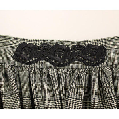 NOEMI ALEMÁN Gray Checkered Wool Shorts Skirt