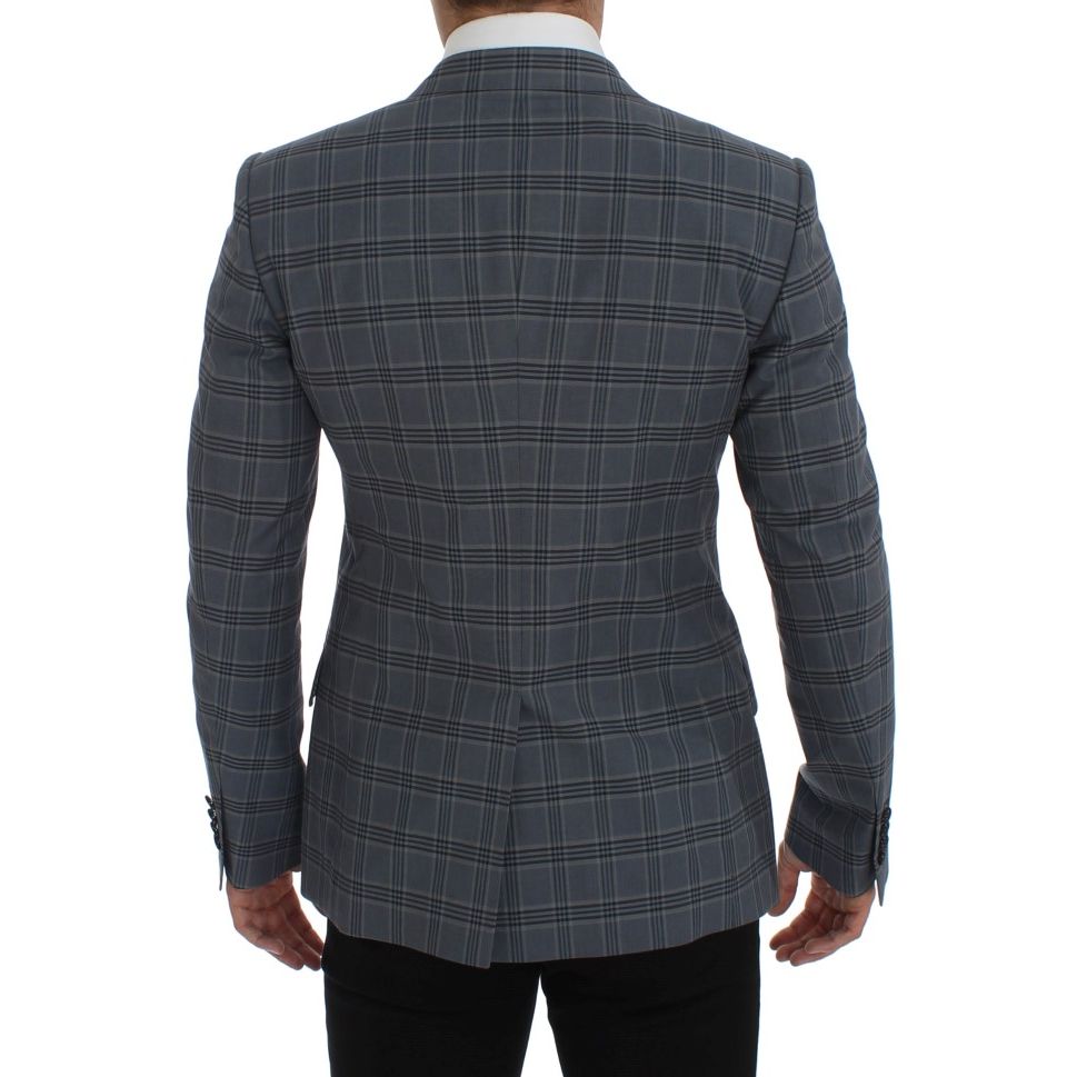 Dolce & Gabbana Blue Checkered Slim Fit Blazer Jacket