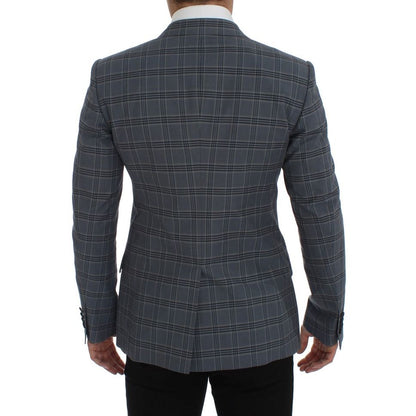 Dolce & Gabbana Blue Checkered Slim Fit Blazer Jacket