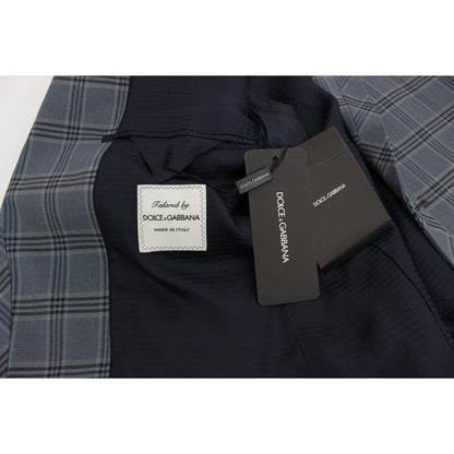 Dolce & Gabbana Blue Checkered Slim Fit Blazer Jacket